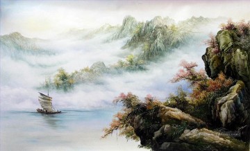 Voile en Automne Paysage chinois Peinture à l'huile